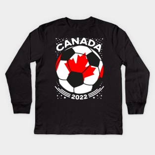 Canada Flag Soccer Football Team Kids Long Sleeve T-Shirt